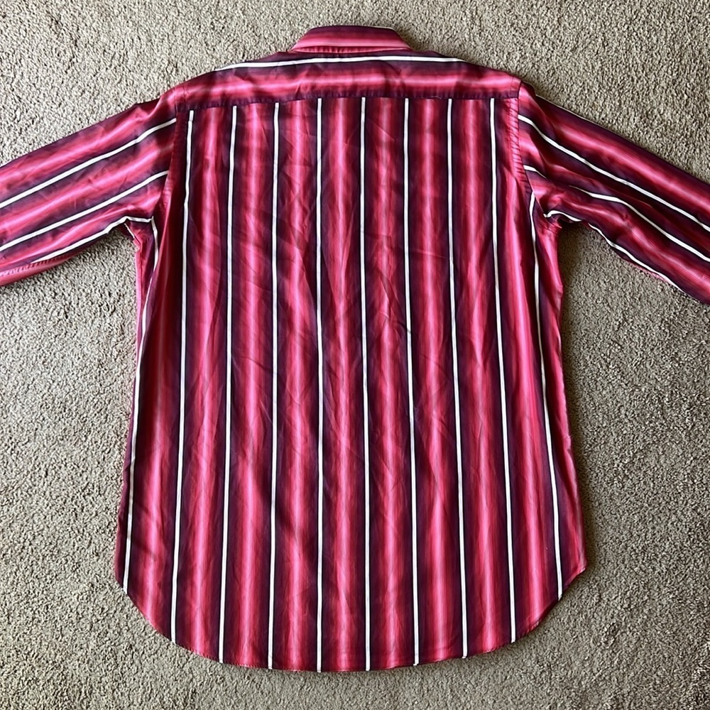 Etro Striped Gradient Button Down Red Pink Long S… - image 2